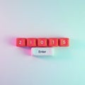 Five Red Number Keys with Enter Key on Gradient Background