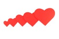 Five red paper hearts