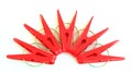 Five red pegs situated around Royalty Free Stock Photo