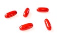 five red pills on a white background. medical abstract Royalty Free Stock Photo