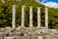 Columns on ruins of ancient Temple of Athena in Priene, Turkey