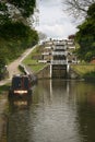 Five rise locks on canal Royalty Free Stock Photo