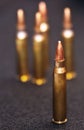 Five .223 bullets Royalty Free Stock Photo