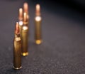 Five .223 bullets Royalty Free Stock Photo
