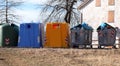 five rubbish bins for municipal solid waste and for the separate