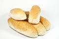 Five Seeded White Breadrolls on White Background