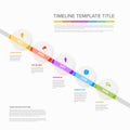 Five semitransparent circles diagonal timeline process infographic