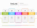 Five semitransparent glassy rounded rectangles timeline process infographic