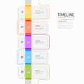 Five semitransparent glassy rounded rectangles timeline process infographic