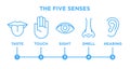 The five senses infographic vector line icons set Royalty Free Stock Photo