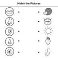 Five senses matching game for kids. Sight, touch, hearing, smell and taste Royalty Free Stock Photo