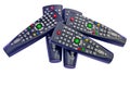 five several many pieces black, dark gray TV remote control channel switching, green OK button