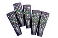 Five several many pieces black, dark gray TV remote control channel switching, green OK button