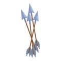 Five sharp medieval arrows pointing upwards illustration