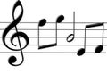 Five shiny black music notes with key