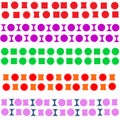 Five simple geometric patterns in different colors