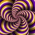 Five-sleeved expanding spiral of color stripes. Moving optical illusion vector abstraction