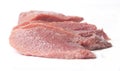 Five slices of raw meat