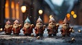 Five Small Gnomes Standing in a Row for the Holiday Vibe