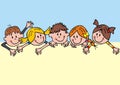Five smiling children, banner, eps. Royalty Free Stock Photo