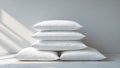 Five Soft White Pillows Stacked Neatly on a Clean Surface Royalty Free Stock Photo