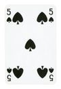 Five of Spades playing card - isolated on white