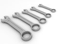 Five spanners. 3d Royalty Free Stock Photo