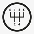 Five speed manual gear shift vector icon