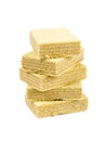 Five square wafers stacked isolated on a white background. Royalty Free Stock Photo