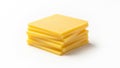 Five square yellow cheese slices is set against a plain white Royalty Free Stock Photo