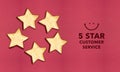 Five star customer service banner with golden stars Royalty Free Stock Photo