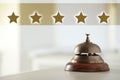 Five Star Luxury Hotel. Service bell on table indoors Royalty Free Stock Photo
