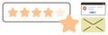 Customer Feedback with Star Rating, Error Alert, and Envelope Icon for Communication Royalty Free Stock Photo