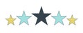 Five star rating flat line color isolated vector icon