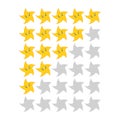 Five star rating icons. Evaluation of the hotel, service, product, quality. Simple flat isolated vector illustration