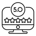 Five star rating online icon outline vector. Button star patron