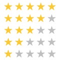 Five star rating. Rate status level. Different ranks from one to five stars Royalty Free Stock Photo