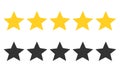 Five star rating set. Review rating, feedback and opinioin rank. 5 in a row. Vector image Royalty Free Stock Photo