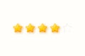 Five stars customer feedback. 3d render stars for customer review, feedback and survey. Five stars rating icons in 3d render style