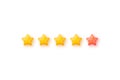 Five stars customer feedback. 3d stars for customer review, feedback and survey. Five stars rating icons in 3d render style.