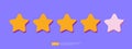 Five stars customer product rating concept for evaluating, clients satisfaction and positive experience. good feedback review icon Royalty Free Stock Photo