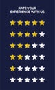 Five stars customer product rating review flat icon scale for apps and websites