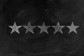 five stars drawn in chalk on a chalk board. service and service assessment concept.