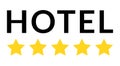 Five stars hotel banner. Quality rank service symbol on white background