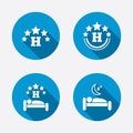 Five stars hotel icons. Travel rest place Royalty Free Stock Photo