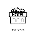 five stars icon. Trendy modern flat linear vector five stars icon on white background from thin line Hotel collection, outline Royalty Free Stock Photo