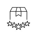 Five Stars Positive Evaluate of Delivery Line Icon. Satisfaction Customer Top Quality Shipping Linear Pictogram. Success