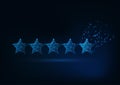 Five stars rating concept. Client satisfaction, luxury service evaluation