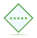 Five stars rating icon modern abstract green diamond button Royalty Free Stock Photo