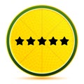 Five stars rating icon lemon lime yellow round button illustration